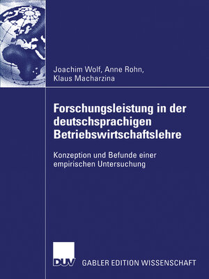 cover image of Forschungsleistung in der deutschsprachigen Betriebswirtschaftslehre